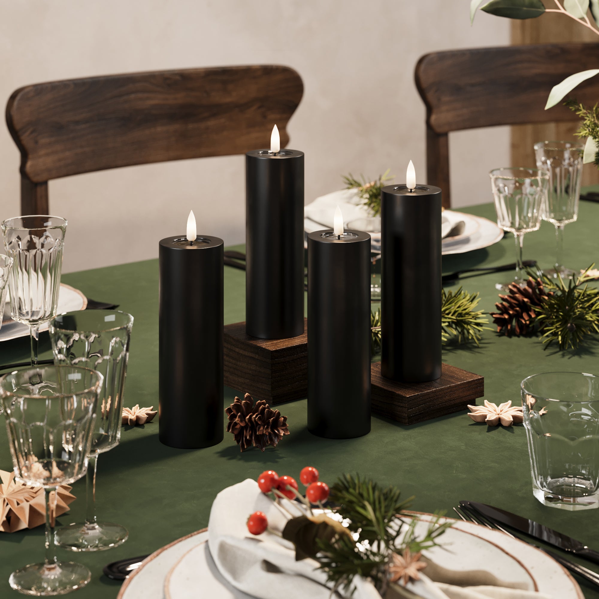 LED bloková světla Ø 5 x 15 cm Černá - 4 ks