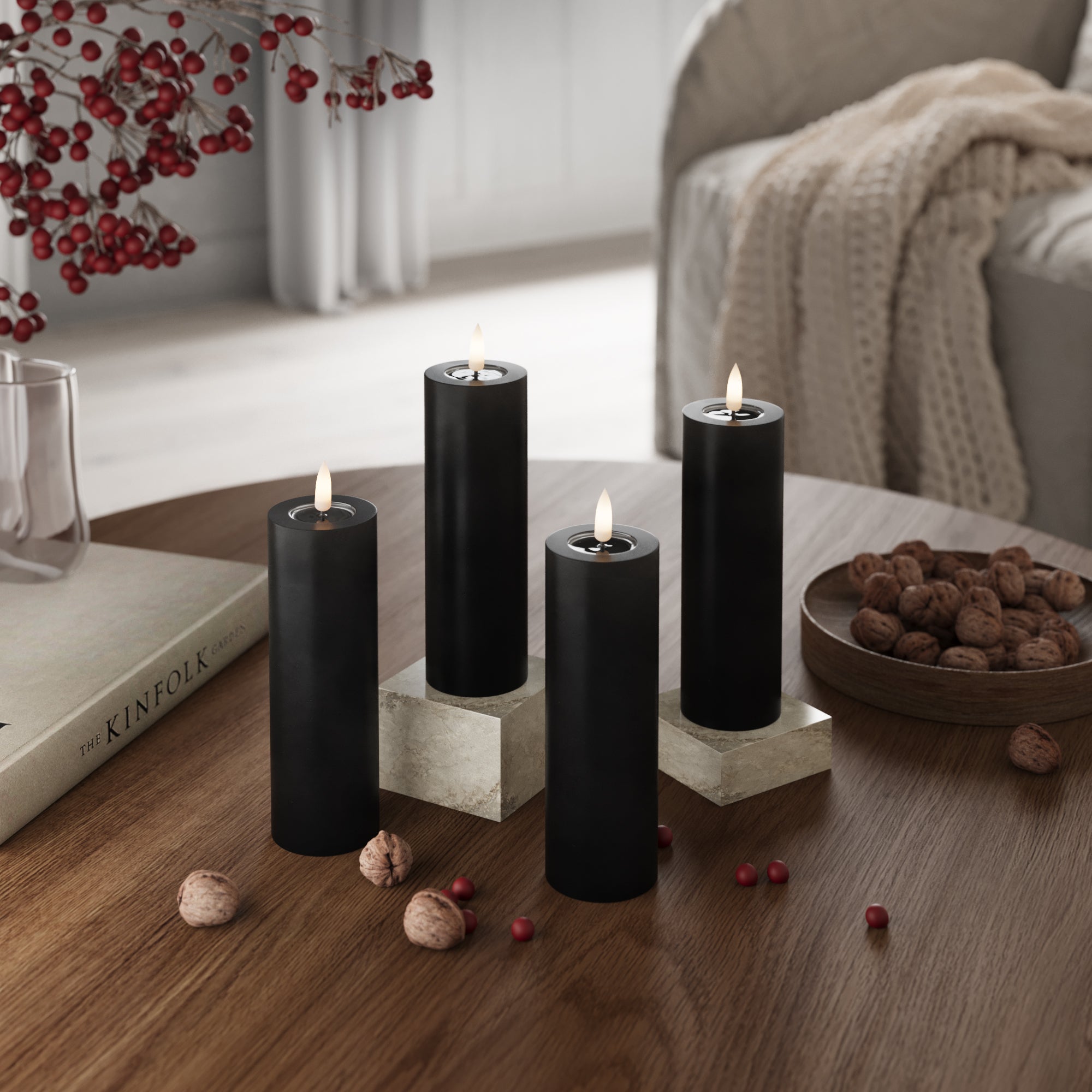 LED bloková světla Ø 5 x 15 cm Černá - 4 ks