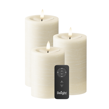 LEDs Vela pilar Pacote de 3, Ø 7,5 x 10/12,5/15 cm Creme