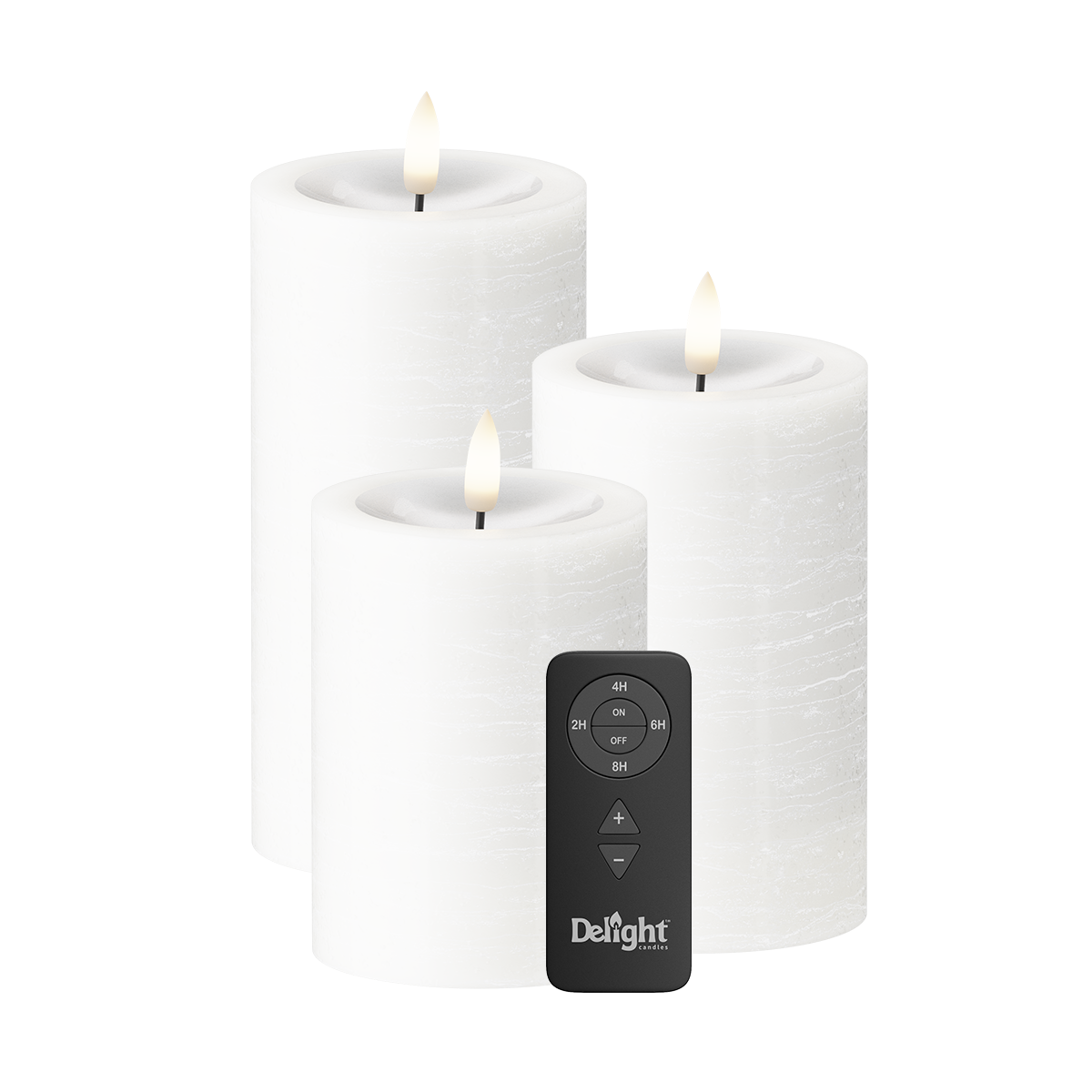 LEDs Vela pilar Pacote de 3, Ø 7,5 x 10/12,5/15 cm Branco
