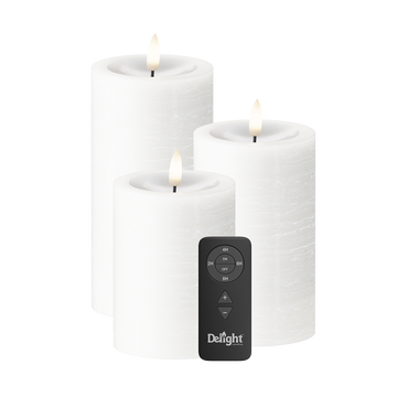 LEDs Vela pilar Pacote de 3, Ø 7,5 x 10/12,5/15 cm Branco