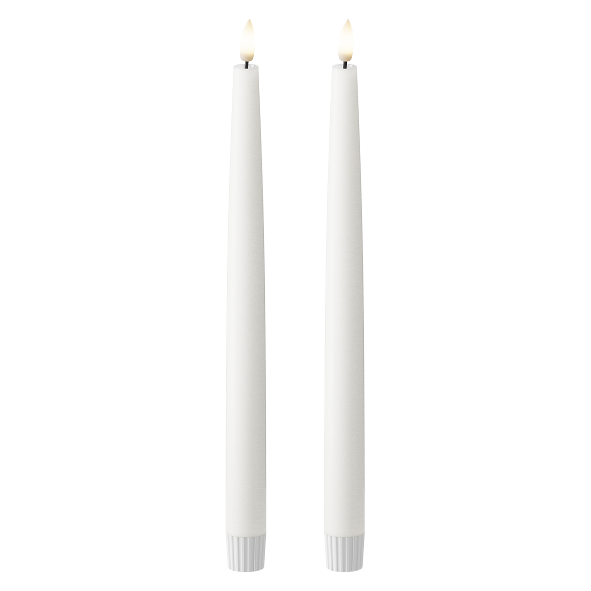 LED Kronelys 2 stk, Ø 2,2 x 29 cm Hvit