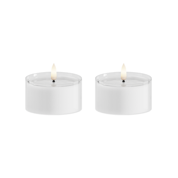 LEDs Vela de chá em vidro 2 unid., Ø 7,5 x 4,3 cm Branco