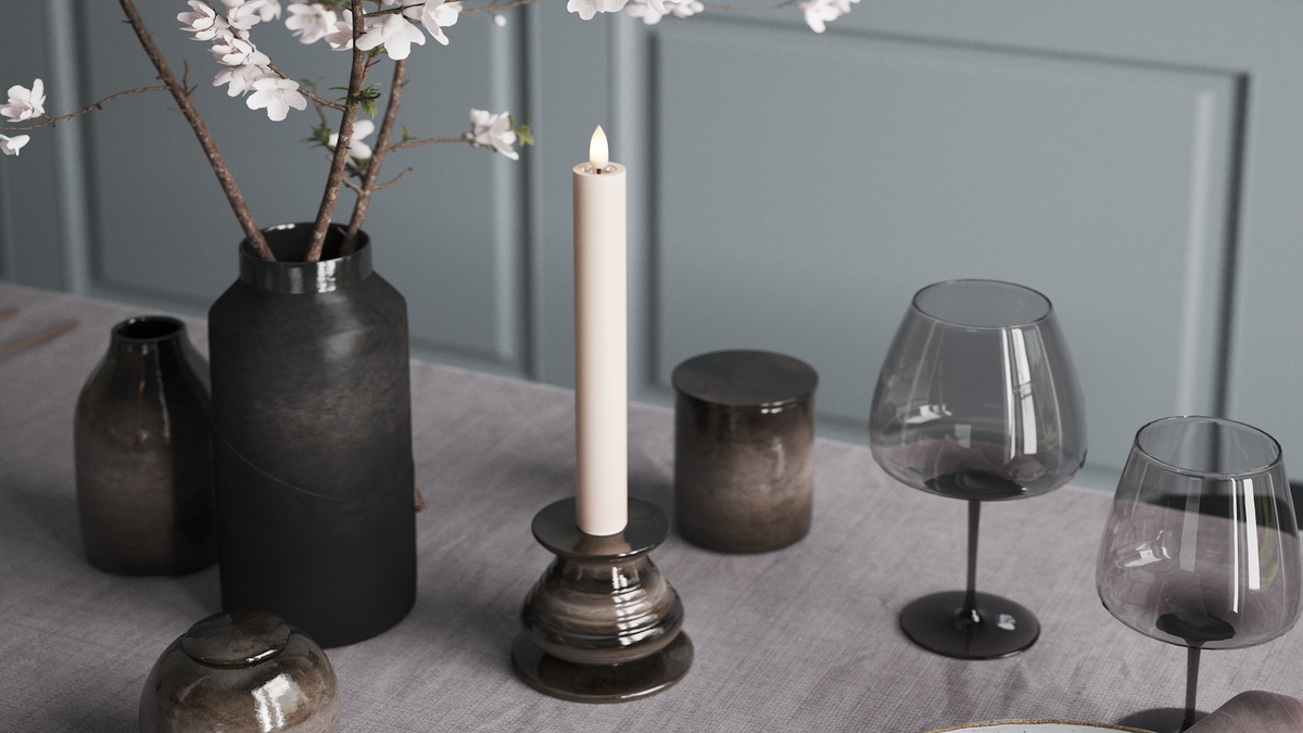 LIDERADO Vela fina Com chama LED de vida real
