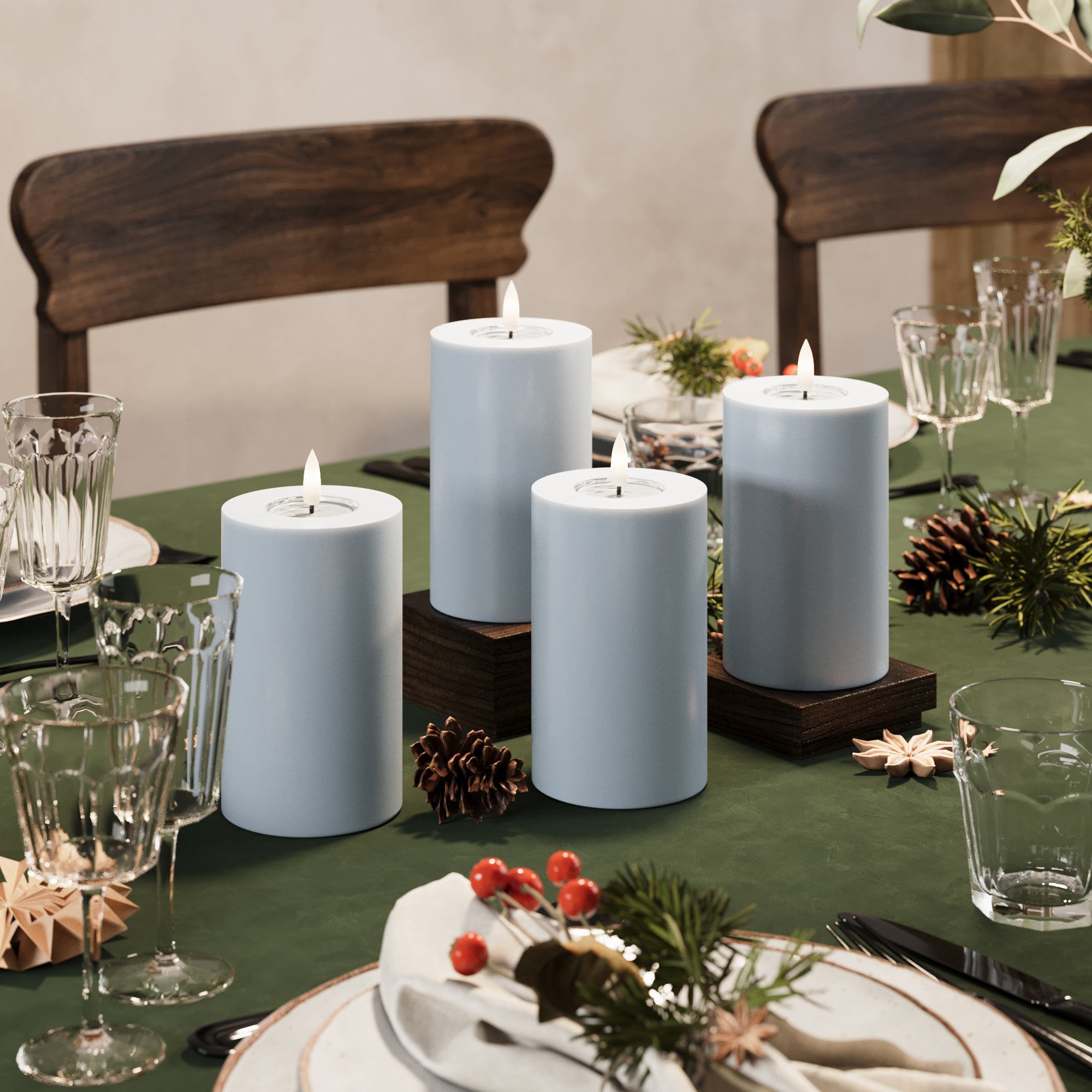 Φώτα μπλοκ LED Ø 7,5 x 12,5 cm Ξεθωριασμένο μπλε - 4 τεμ.