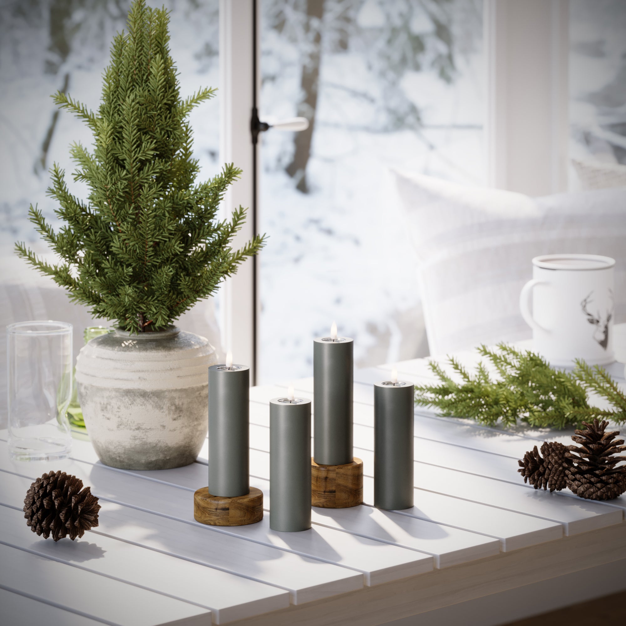 Φώτα μπλοκ LED Ø 5 x 15 cm Γκρι - 4 τεμ.