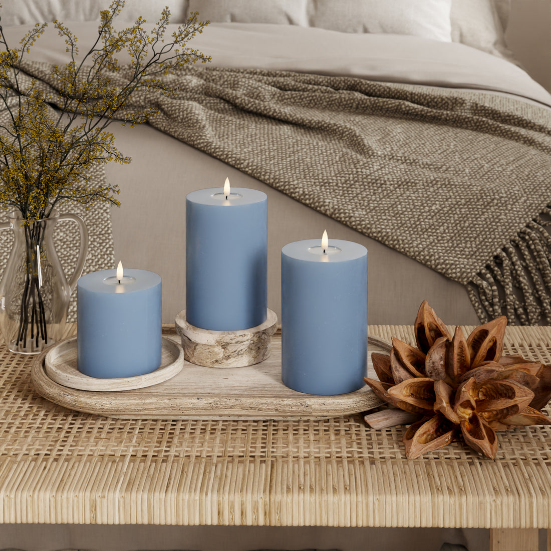 LED -ploki tuli Ø 10 x 10 + 15 + 20 cm Jääsinine