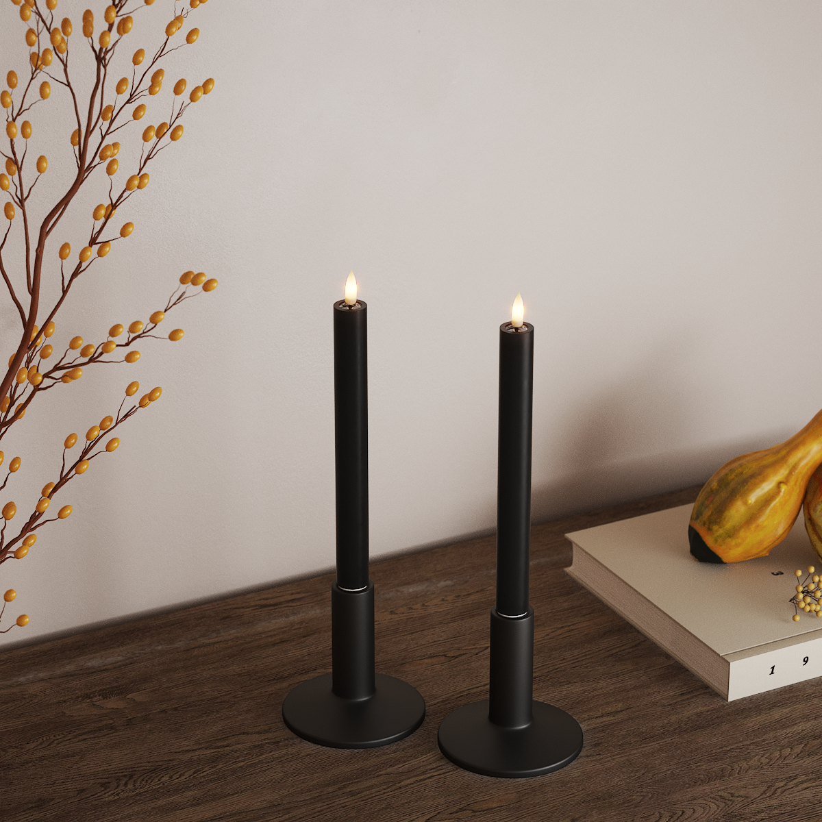 Deluxe Homeart LED Kronelys 2 stk, Ø 2 x 24 cm Sort LED kronlys 3