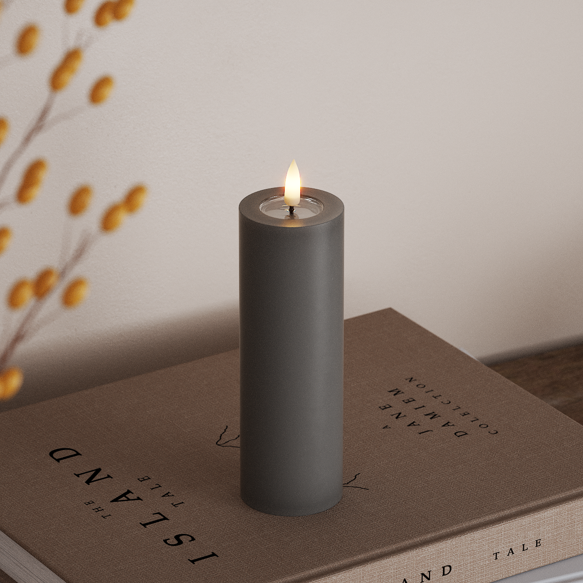 Deluxe Homeart Φωτιστικό μπλοκ LED Ø 5 x 15 cm Γκρι Φως μπλοκ LED 3