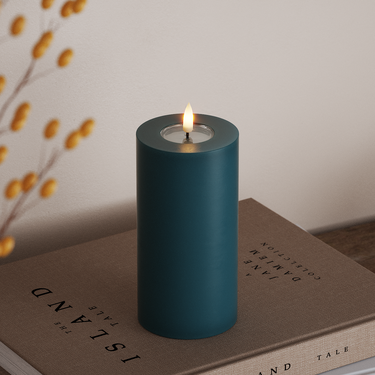 Deluxe Homeart LED plokkvalgusti Ø 7,5 x 15 cm Petrol LED-ploki tuli 3