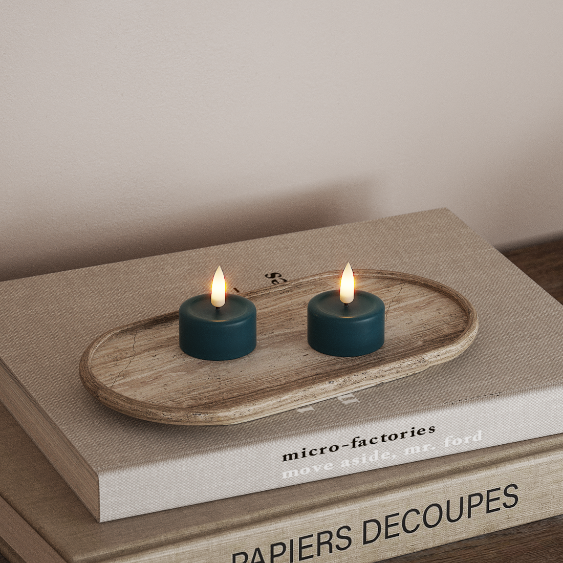 Deluxe Homeart LED Fyrfadslys 2 stk. Petroleum LED fyrfadslys 4