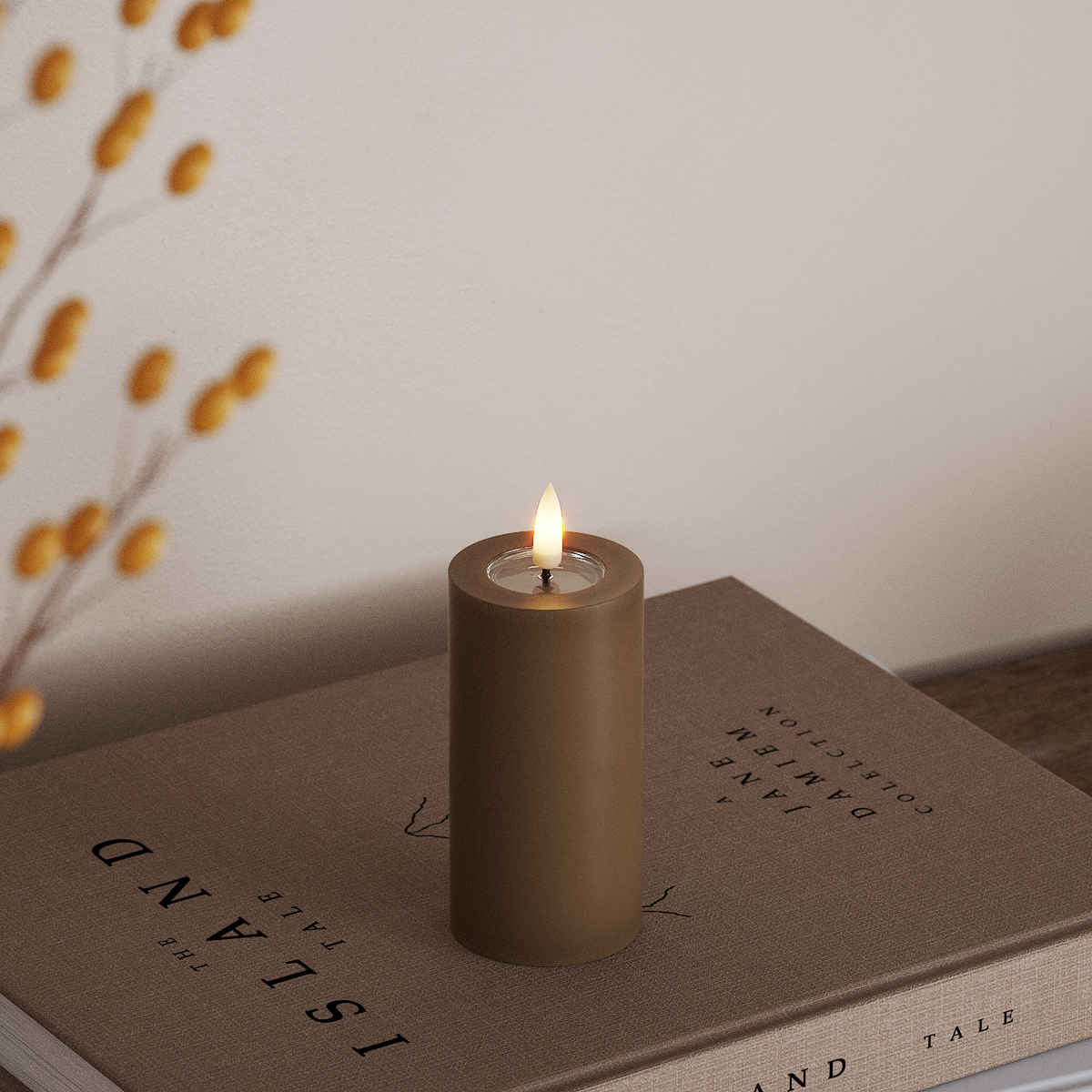 Deluxe Homeart LED Blokklys Ø 5 x 10 cm Karamell LED blokklys 3