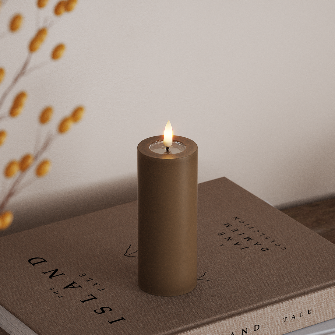 Deluxe Homeart LED Blockljus Ø 5 x 12,5 cm Karamell LED Blockljus 4