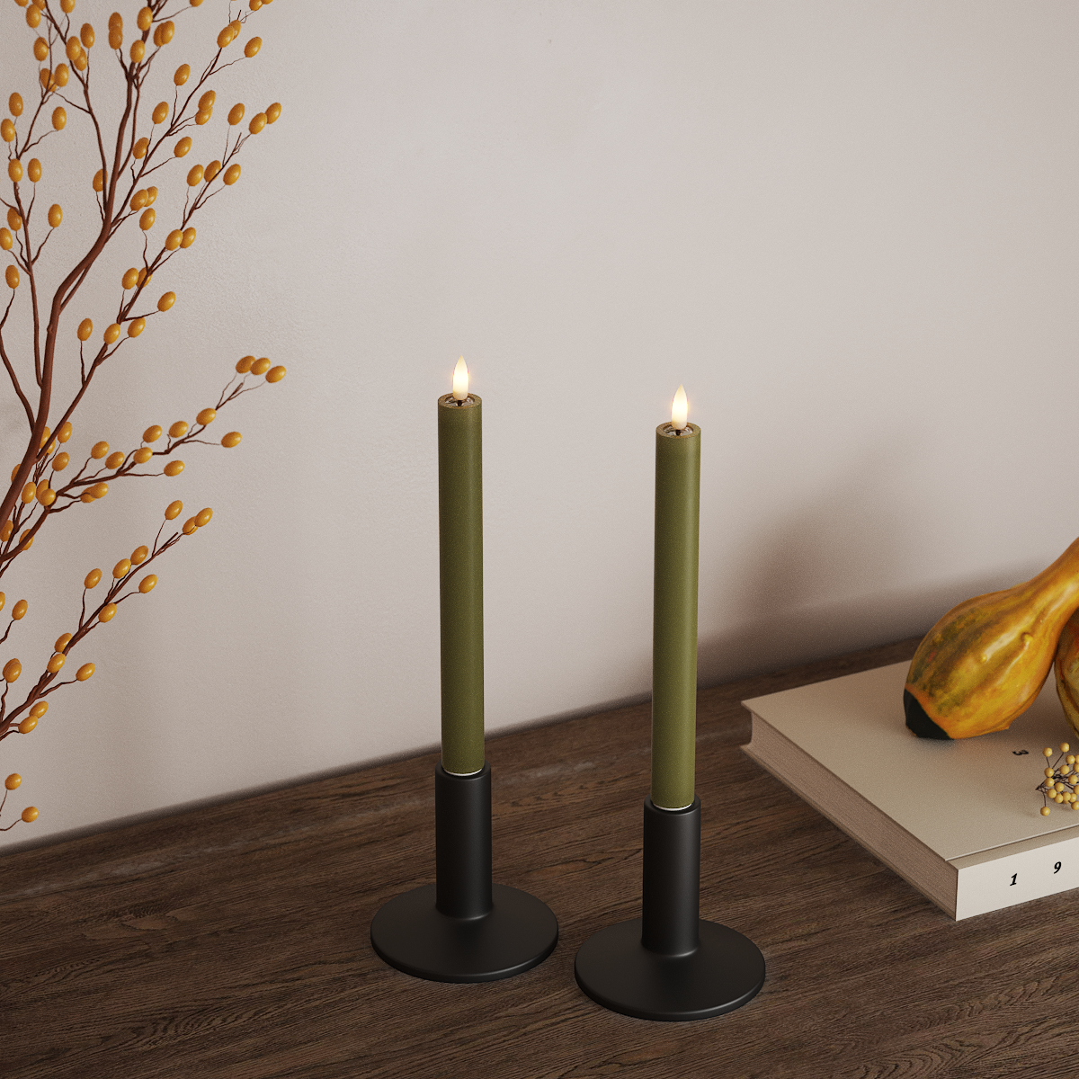 Deluxe Homeart LED φωτιστικό κορώνας 2 τμχ, Ø 2 x 24 cm Ελαιόχρωμο Φως κορώνας LED 3