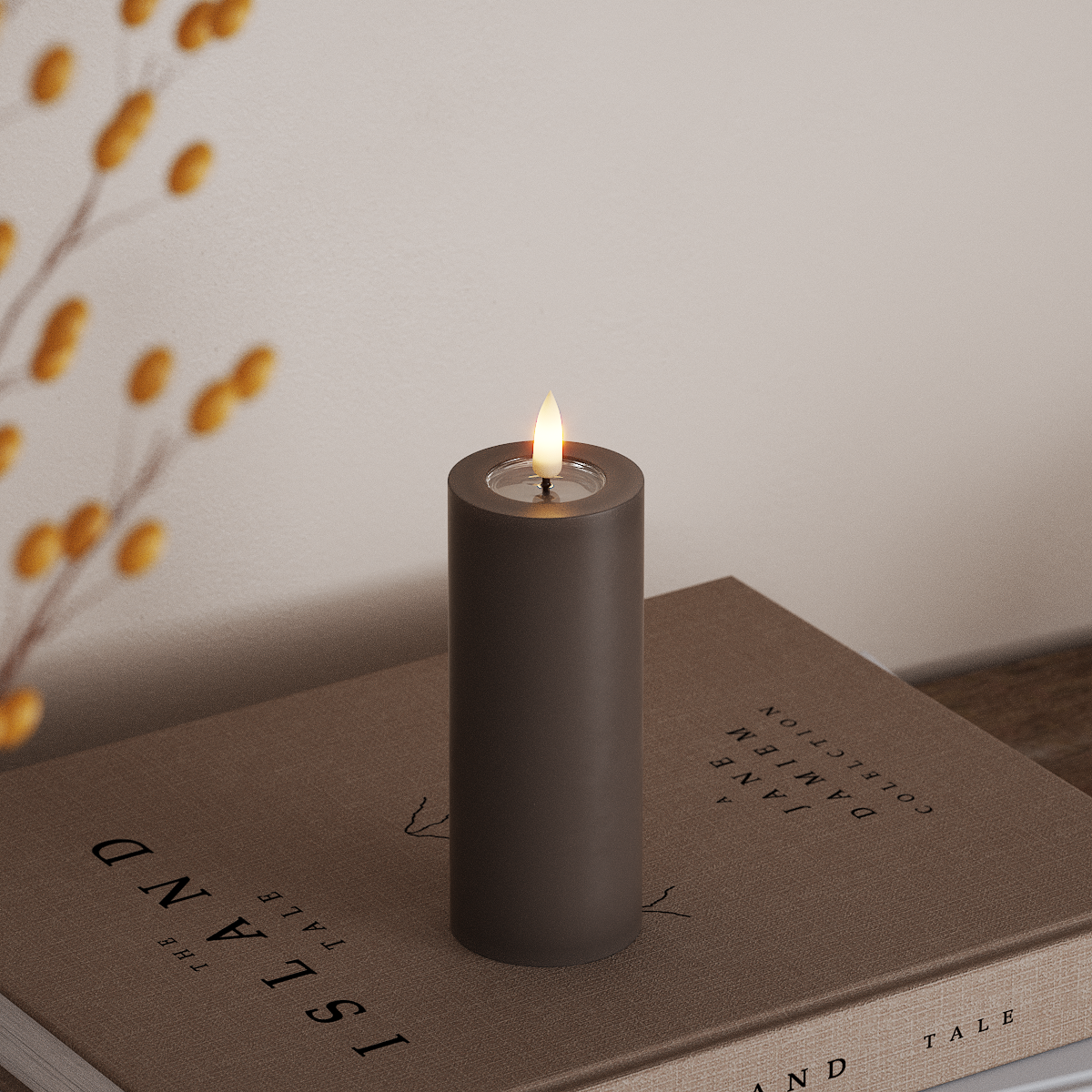 Deluxe Homeart LED blokové světlo Ø 5 x 12,5 cm Mokka LED blokové světlo 3