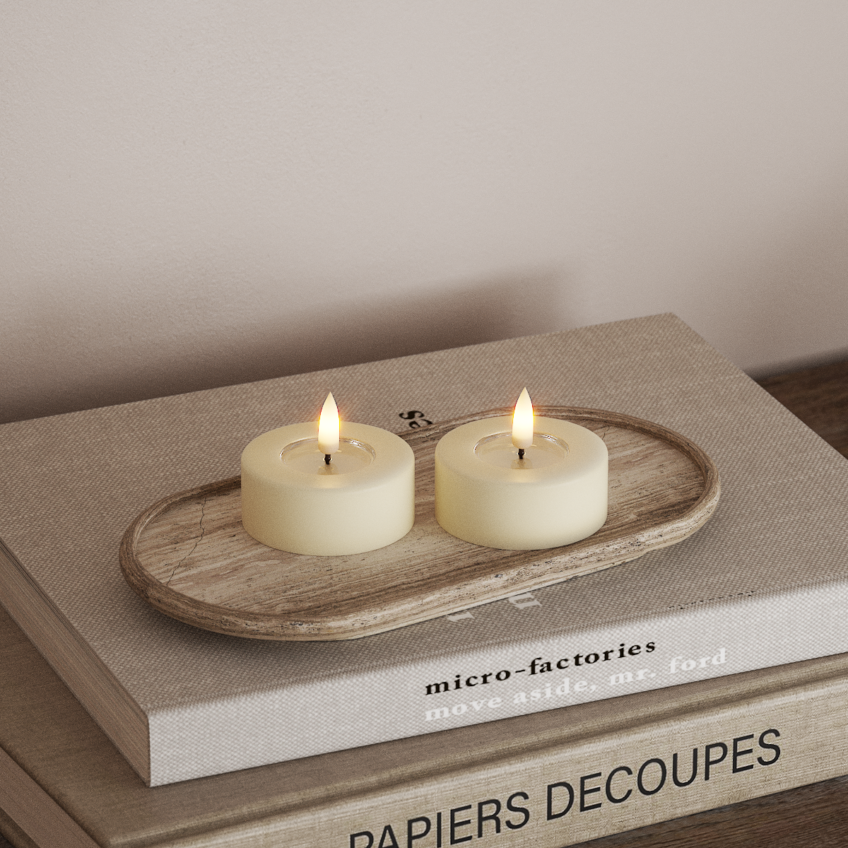 Deluxe Homeart LED Jumbo čajové svíčky 2 ks. Velký Krémová LED jumbo čajová svíčka 3