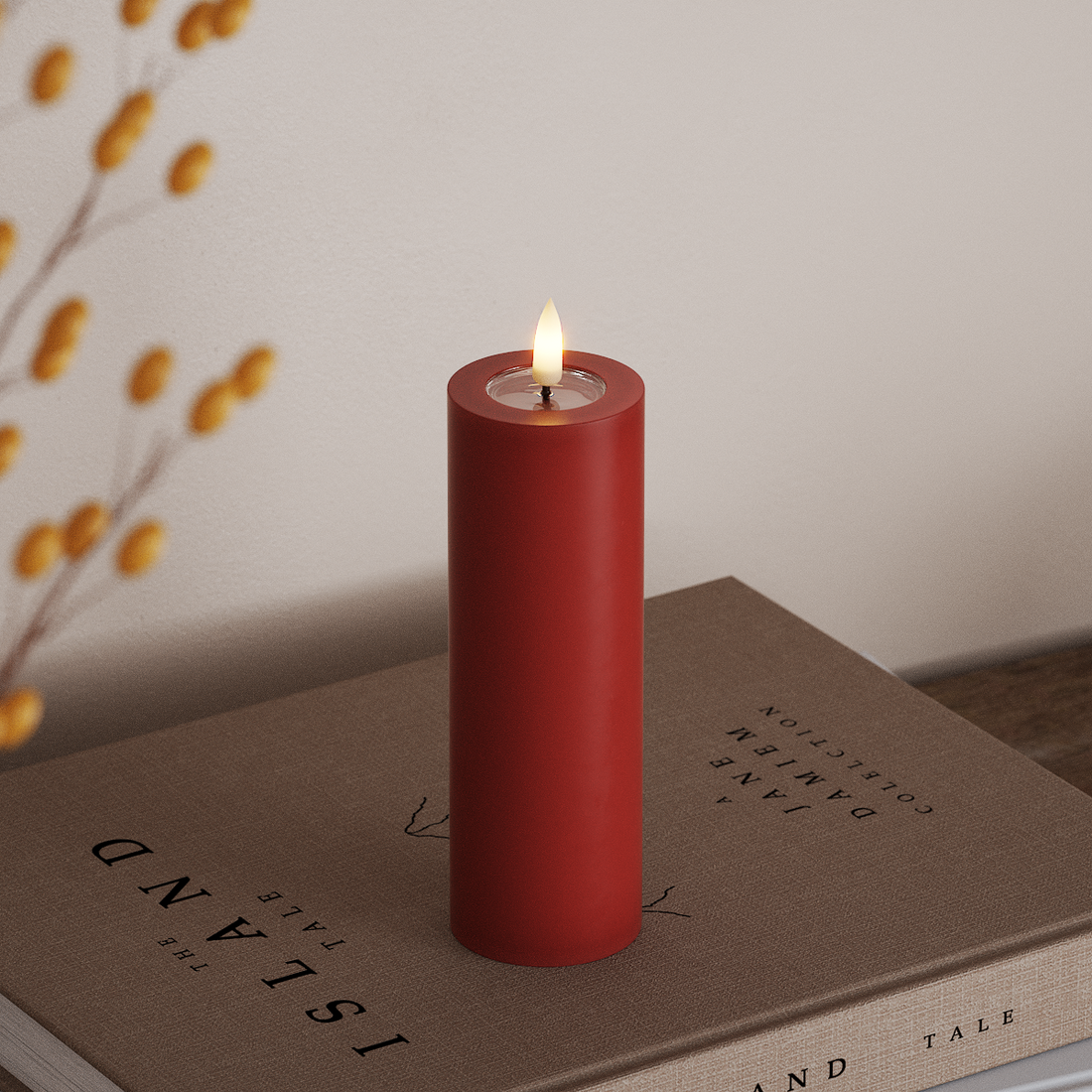 Deluxe Homeart LED Bloklys Ø 5 x 15 cm Rød LED bloklys 4