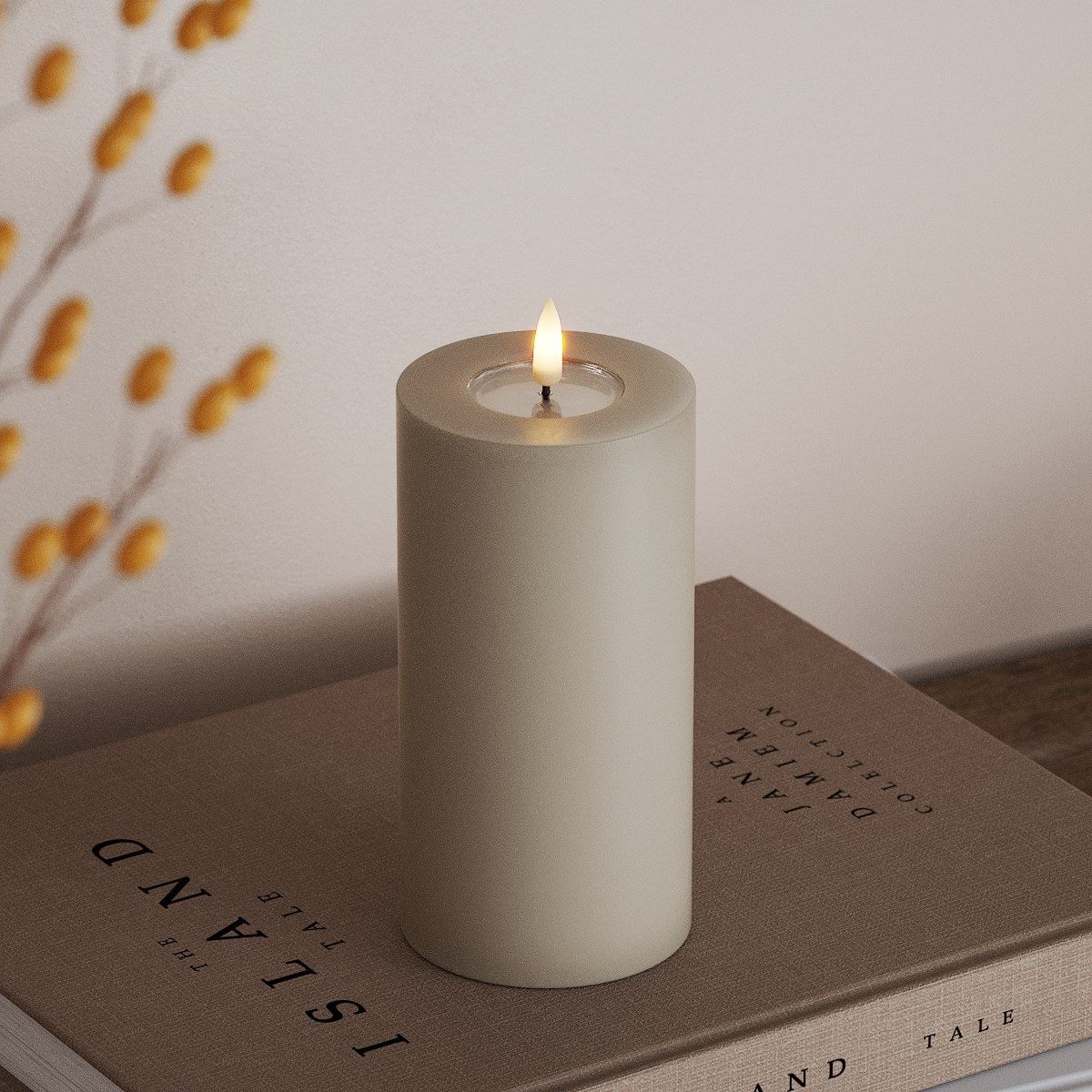 Deluxe Homeart Φωτιστικό μπλοκ LED Ø 7,5 x 15 cm Άμμος Φως μπλοκ LED 3