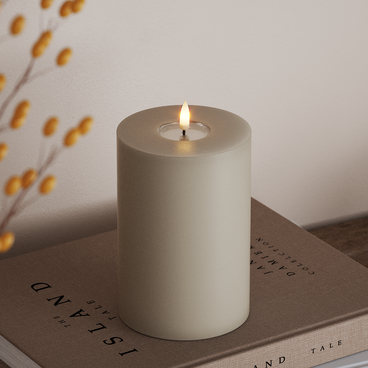 Deluxe Homeart Φωτιστικό μπλοκ LED Ø 10 x 15 cm Άμμος Φως μπλοκ LED 3