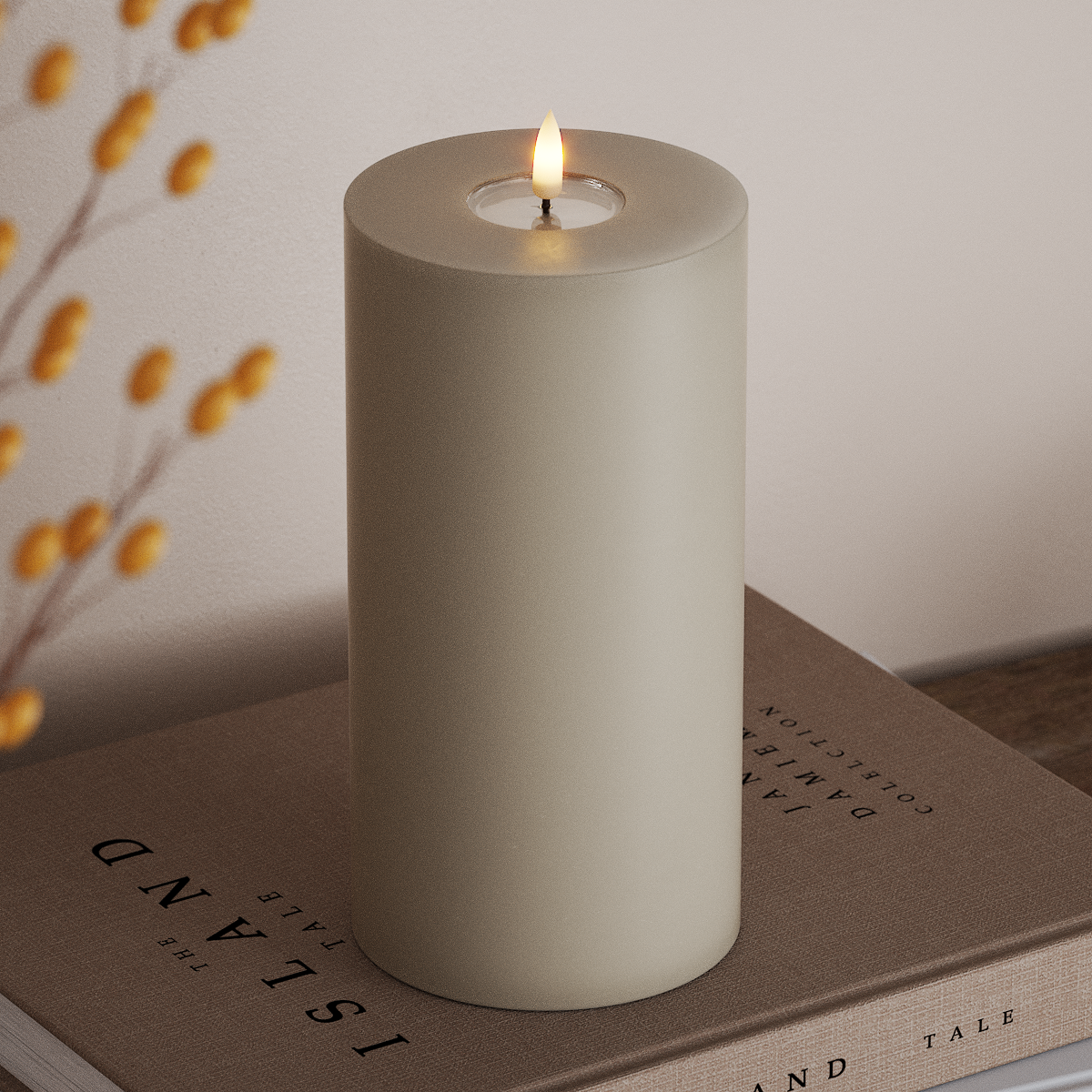 Deluxe Homeart Φωτιστικό μπλοκ LED Ø 10 x 20 cm Άμμος Φως μπλοκ LED 3