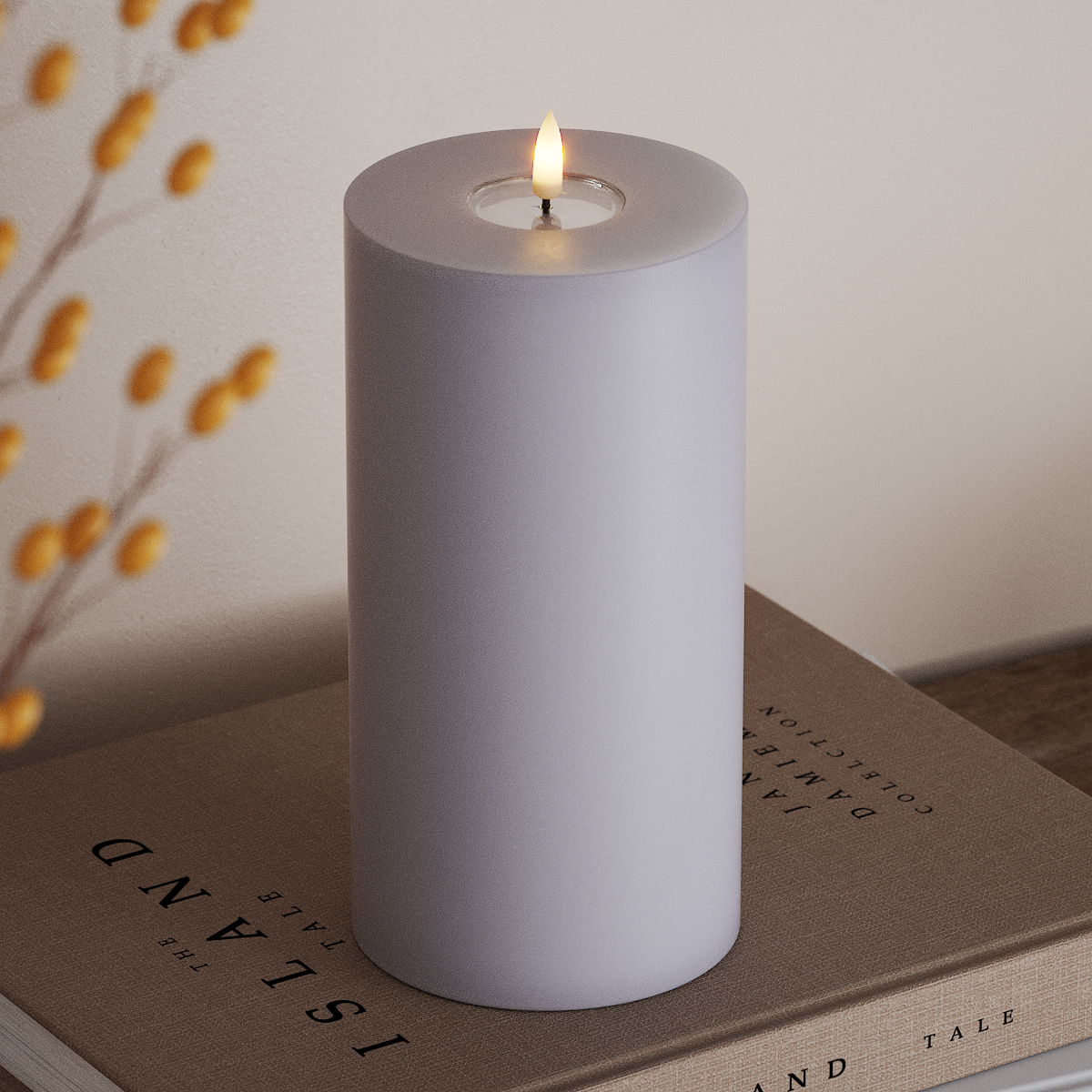 Deluxe Homeart Φωτιστικό μπλοκ LED Ø 10 x 20 cm Ξεθωριασμένο μπλε Φως μπλοκ LED 3