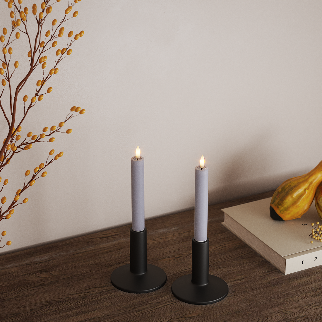 Deluxe Homeart LED Kronelys 2 stk, Ø 2 x 15 cm Støvet blå LED kronelys 4