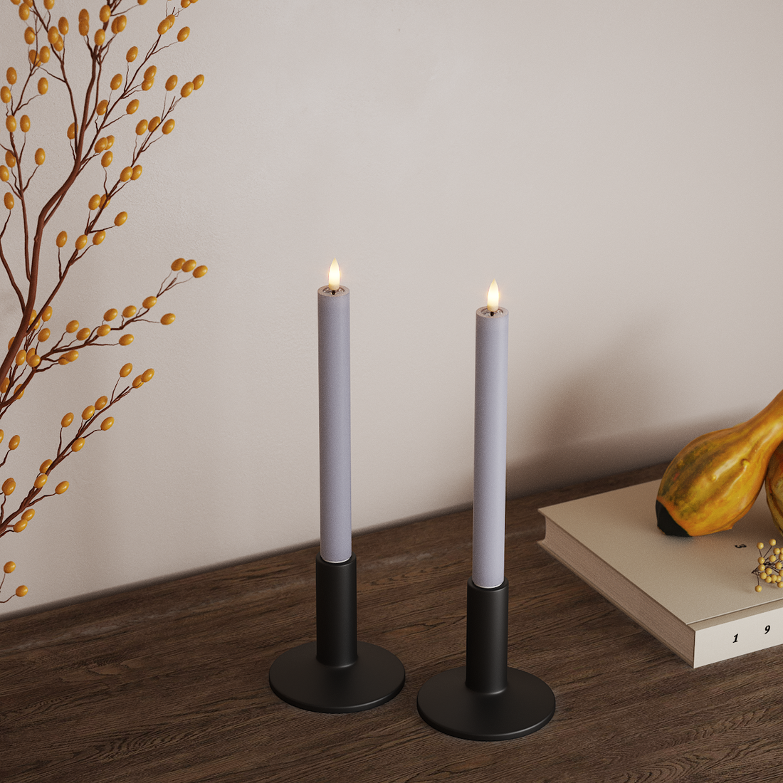 Deluxe Homeart LED Kronelys 2 stk, Ø 2 x 24 cm Støvet blå LED kronelys 4