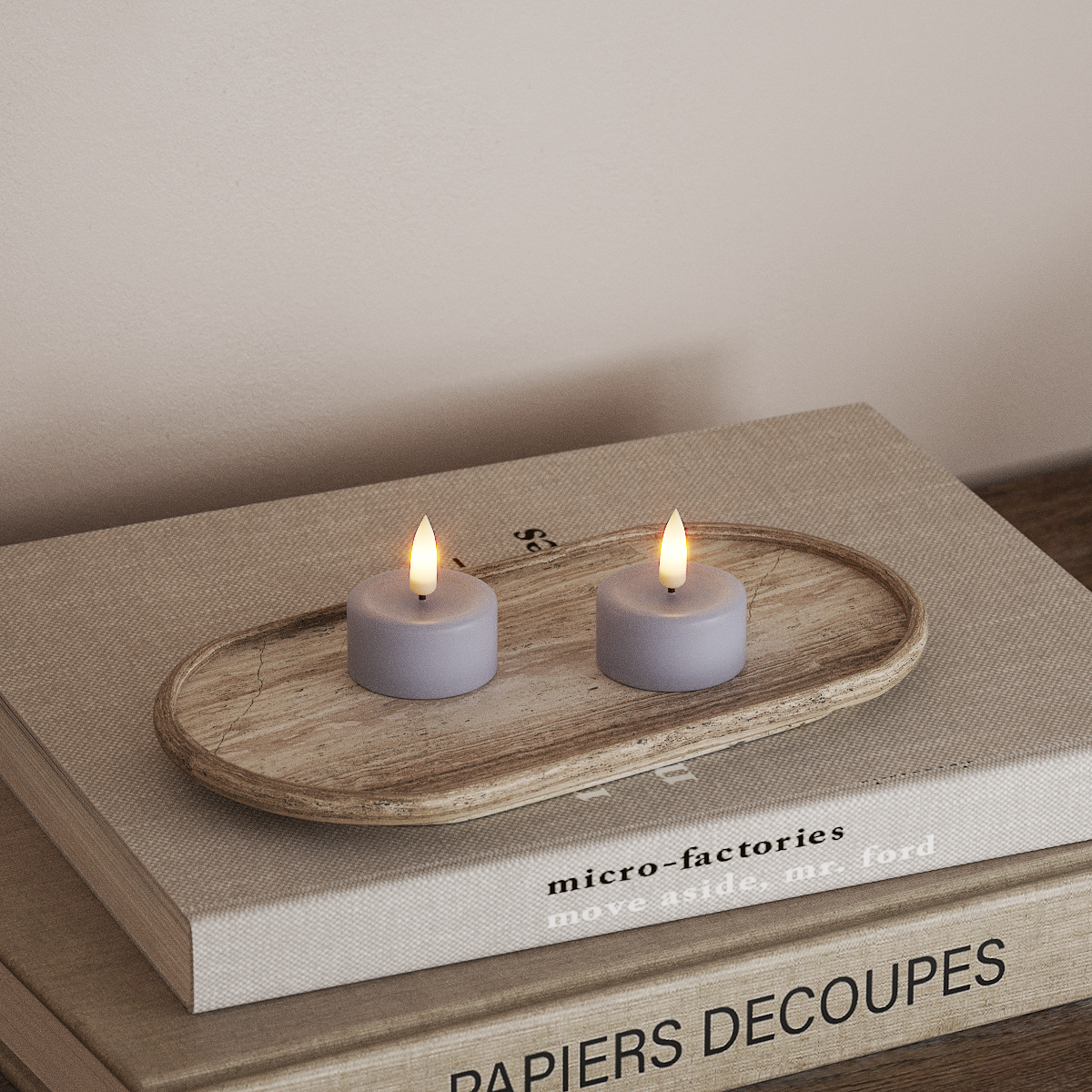 Deluxe Homeart LED Telys 2 stk. Støvet blå LED telys 3