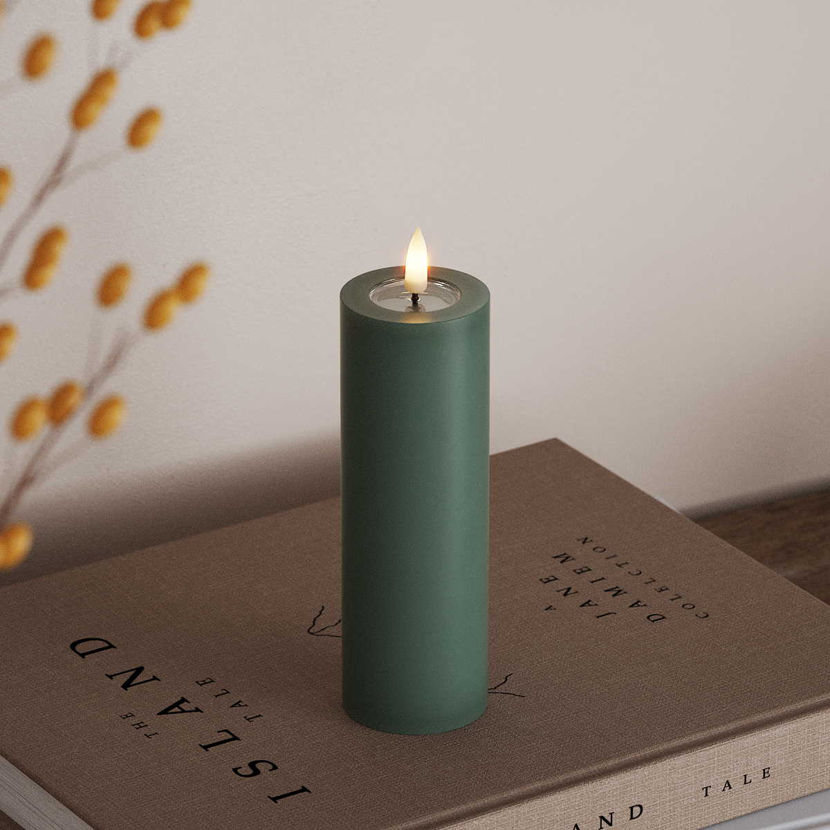 Deluxe Homeart Φωτιστικό μπλοκ LED Ø 5 x 15 cm Πράσινο του νεφρίτη Φως μπλοκ LED 3