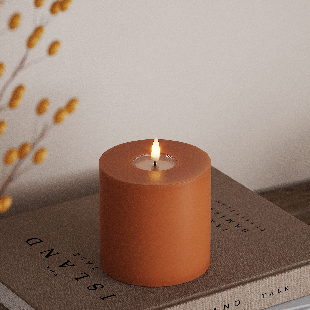 Deluxe Homeart LEDs Vela pilar Ø 10 x 10 cm Laranja LEDs Vela pilar 3