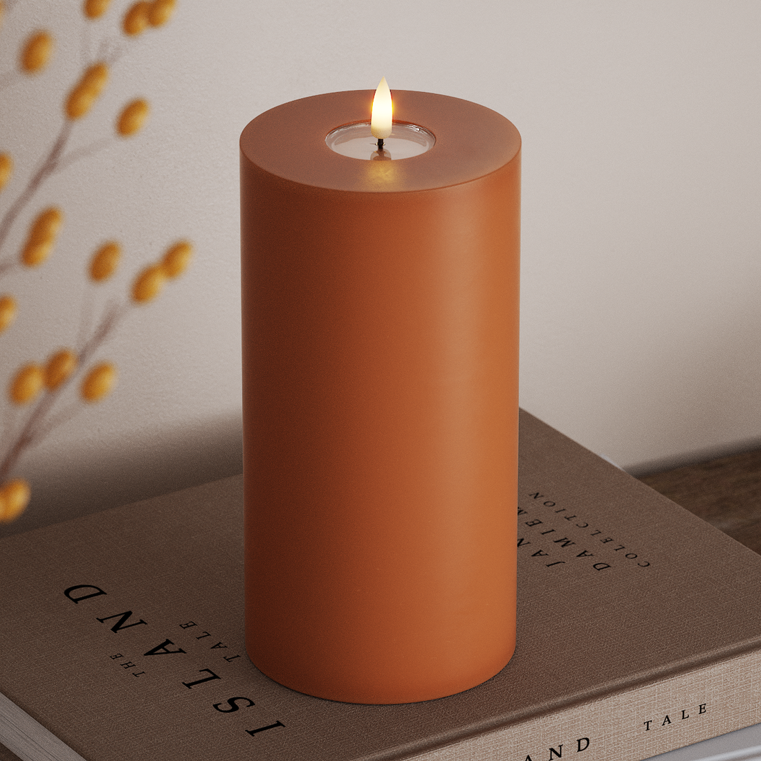 Deluxe Homeart LED Blockljus Ø 10 x 20 cm Orange LED Blockljus 4