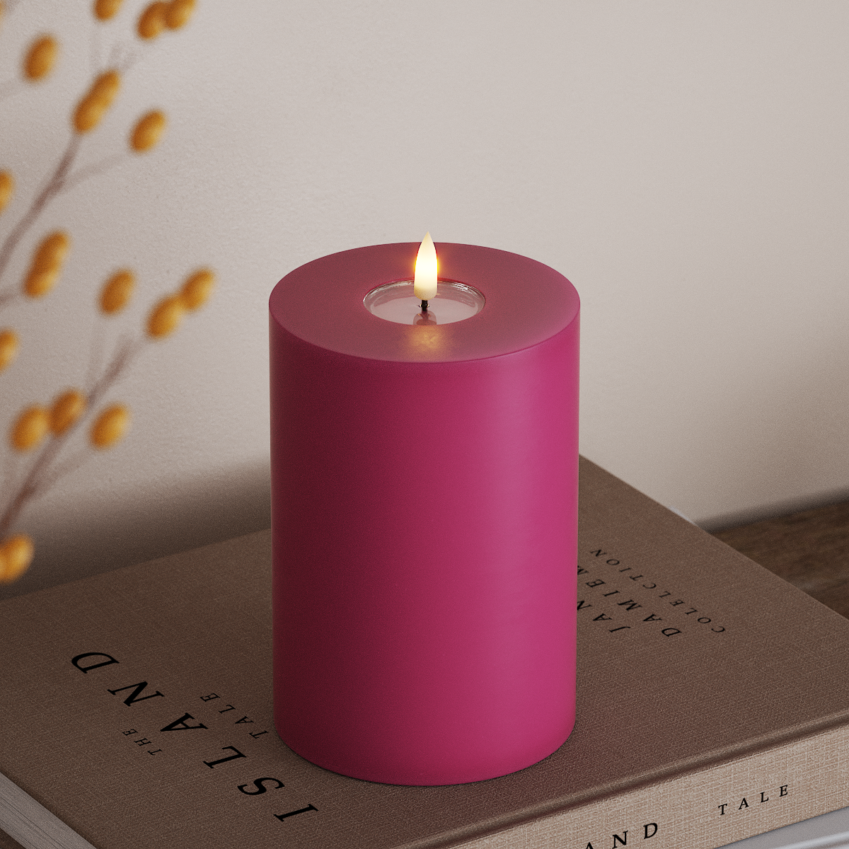 Deluxe Homeart LED plokkvalgusti Ø 10 x 15 cm Purpurpunane LED-ploki tuli 3