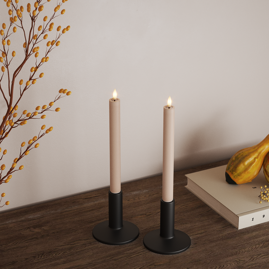 Deluxe Homeart LEDs Vela fina 2 peças, Ø 2 x 24 cm Rosa LEDs Vela fina 4