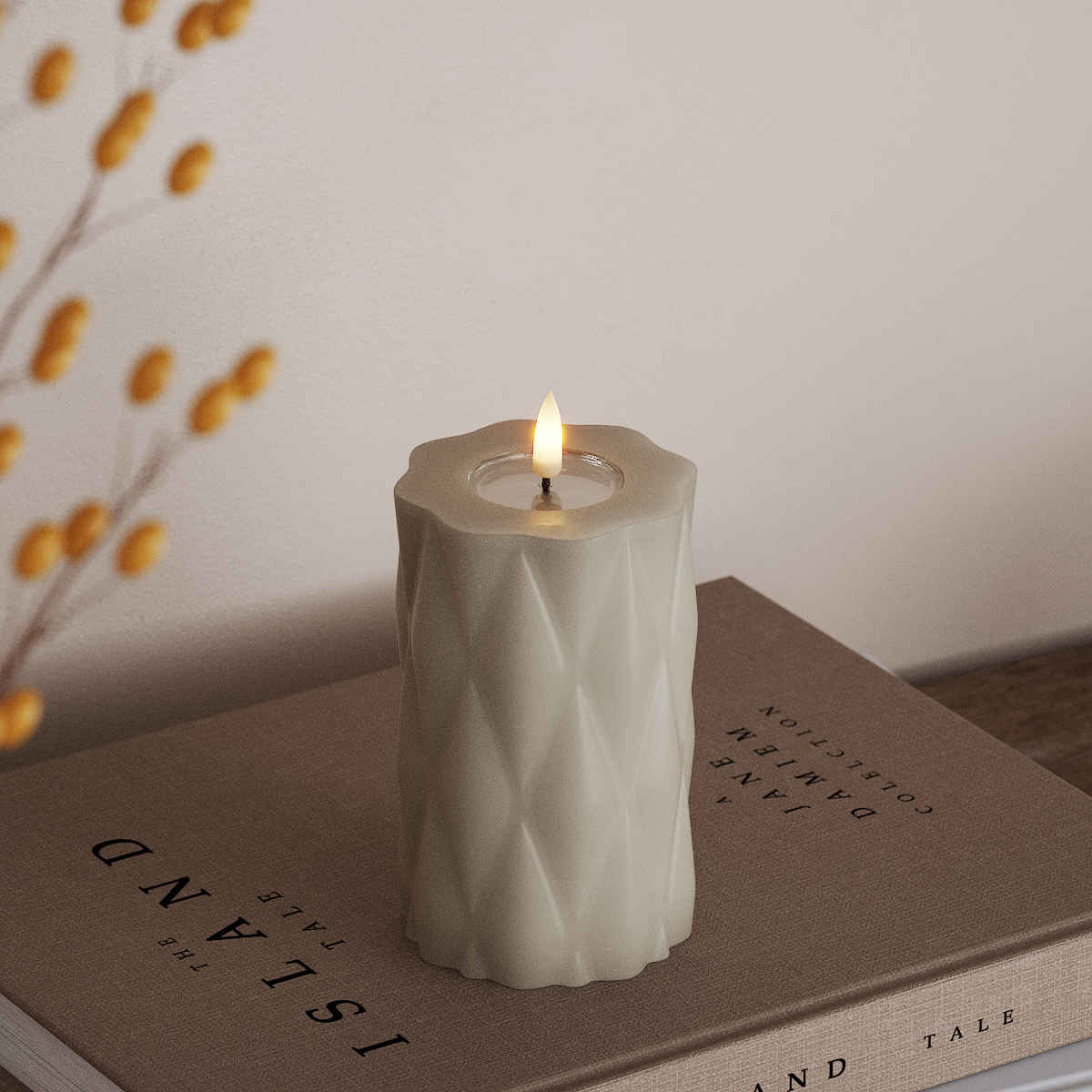 Deluxe Homeart Harlequin Φωτιστικό μπλοκ LED Ø 7,5 x 12,5 cm Άμμος LED Harlequin 3