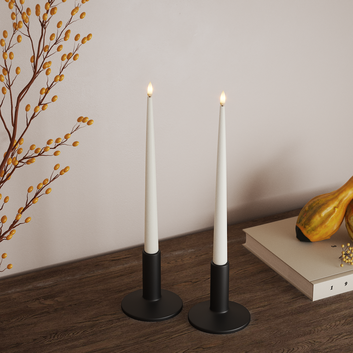 Deluxe Homeart Φωτιστικό κεριού LED με Λάκα, 2 τεμάχια 28 cm Λευκό Φως κεριού LED 3