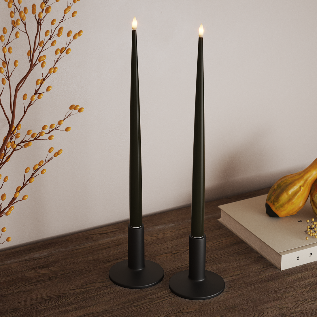 Deluxe Homeart LED Ljus Med Lack med Lack, 2 st 38 cm Mörkgrön LED Ljus Med Lack 4