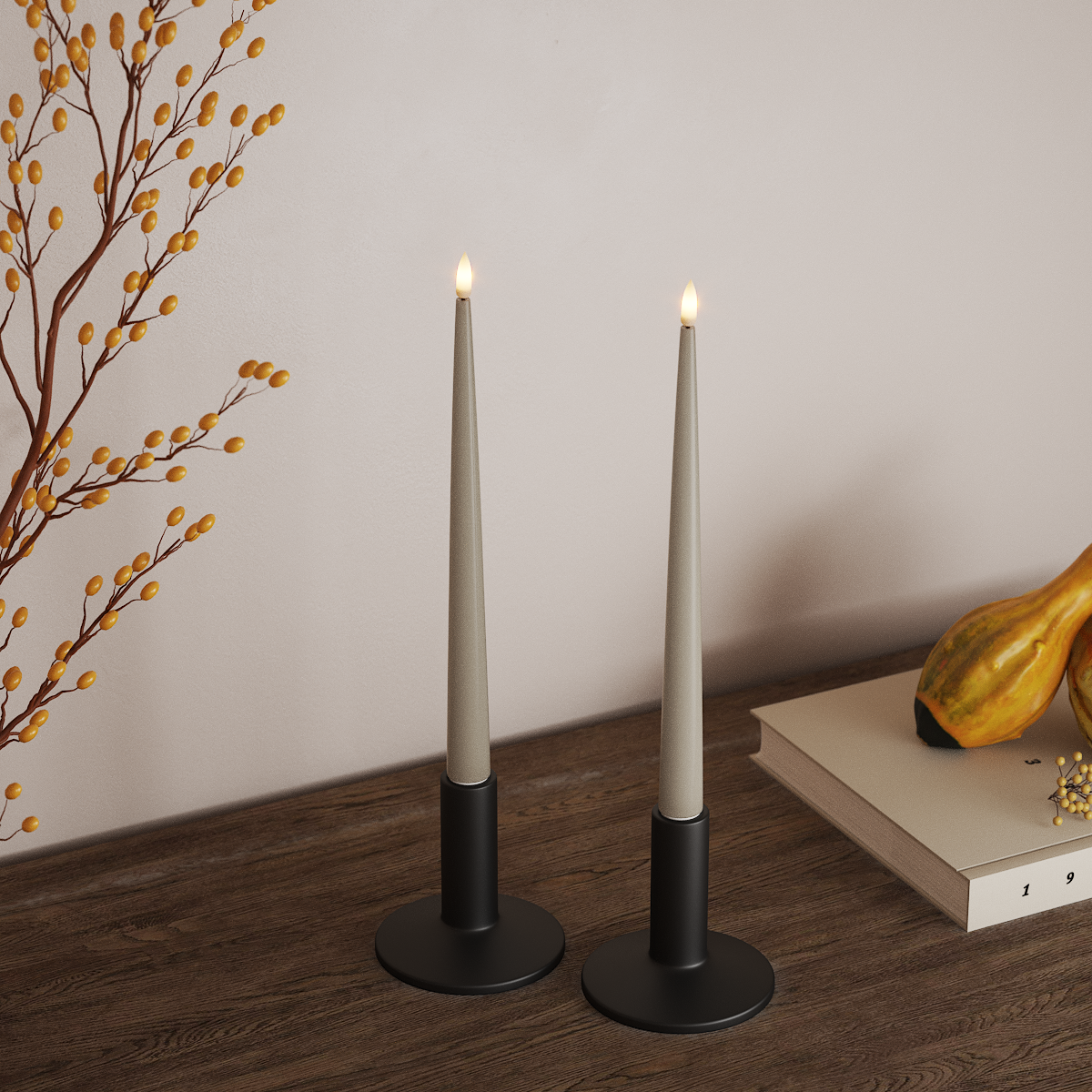 Deluxe Homeart LED světlo na svíčku s lakem, 2 kusy 28 cm Písková LED světlo na svíčku 3