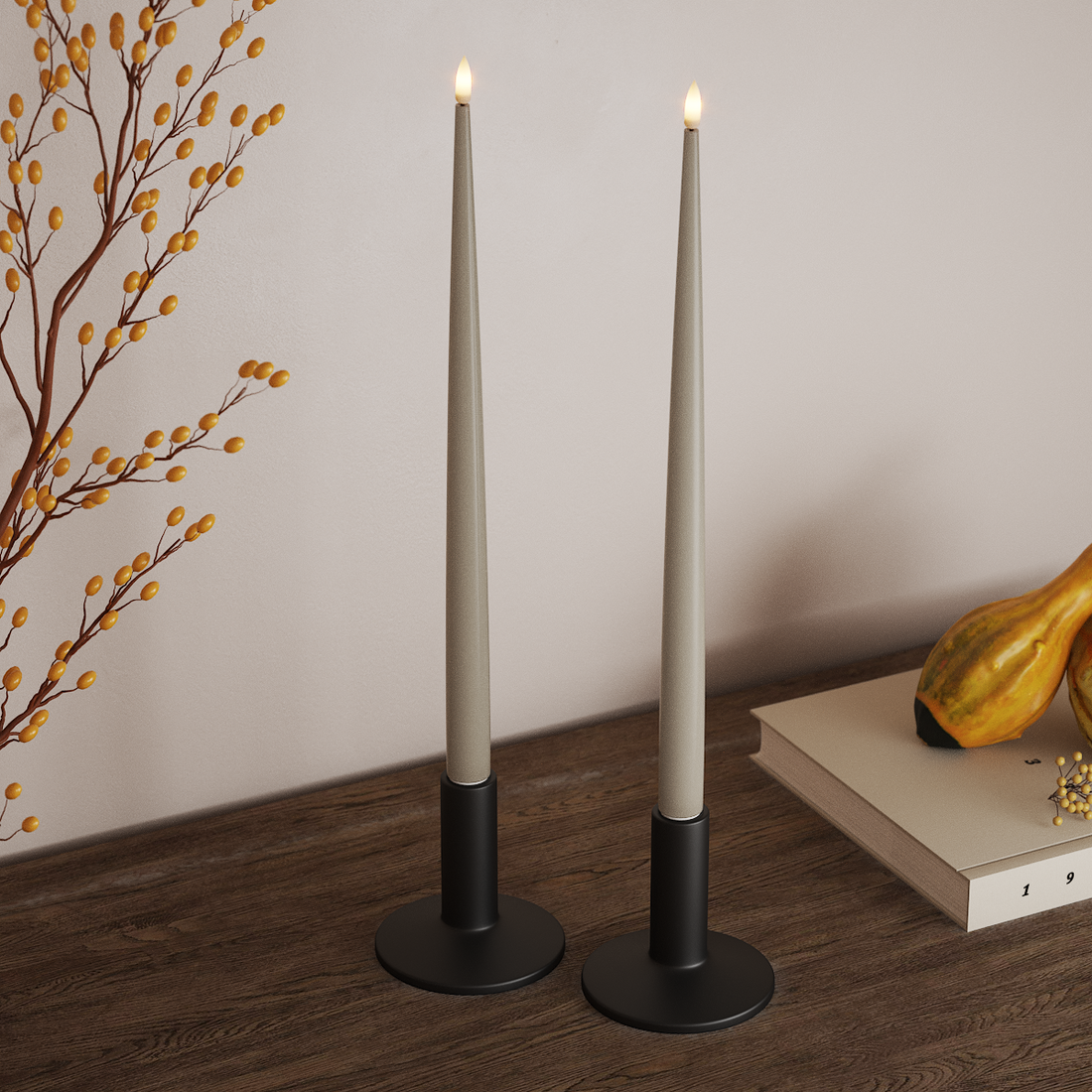 Deluxe Homeart LED Kertelys med Lak, 2 stk 38 cm Sand LED kertelys 4