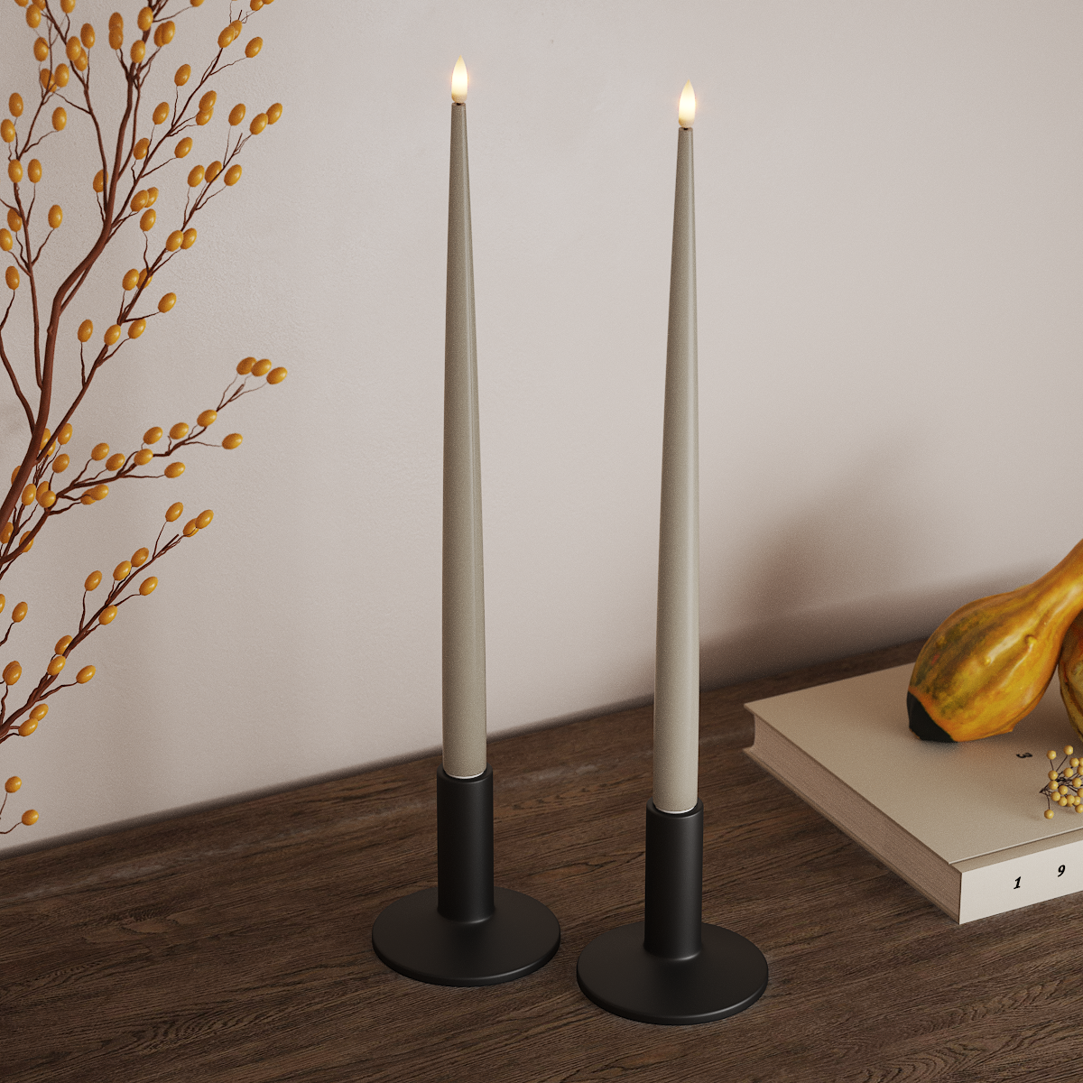 Deluxe Homeart LED světlo na svíčku s lakem, 2 ks 38 cm Písková LED světlo na svíčku 3