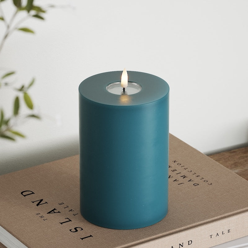 Deluxe Homeart LEDs Vela pilar Ø10x15cm Azul petróleo