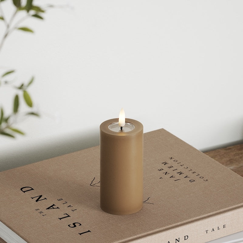 Deluxe Homeart LED Blokklys Ø 5 x 10 cm Karamell