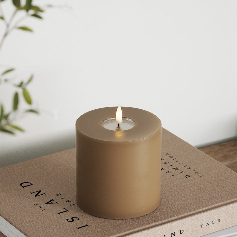 Deluxe Homeart LED Blockljus Ø 10 x 10 cm Karamell