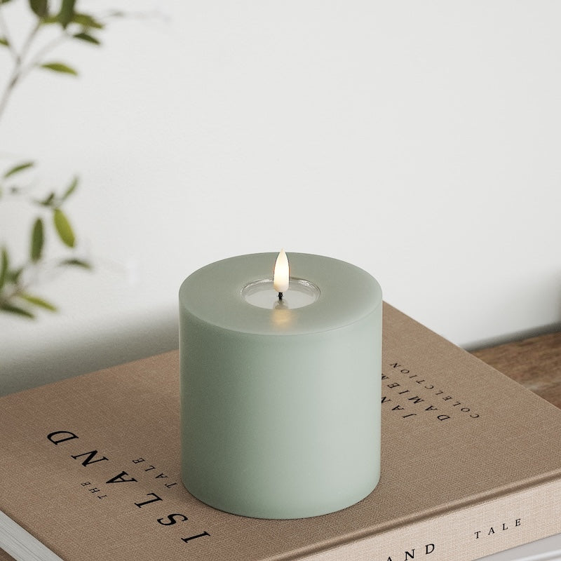 Deluxe Homeart Φωτιστικό μπλοκ LED Ø 10 x 10 cm Φασκόμηλο πράσινο