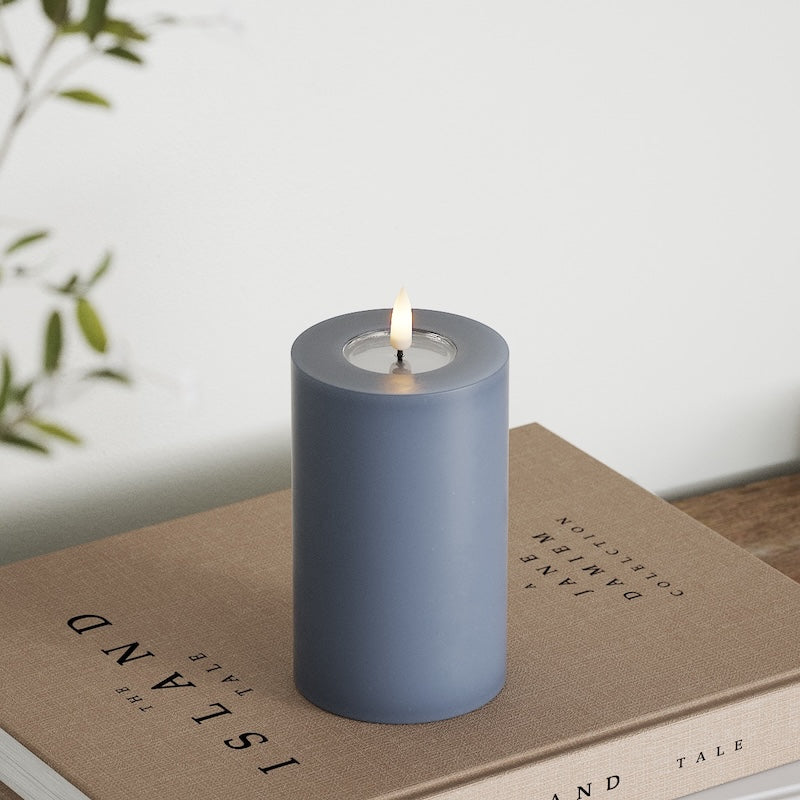 Deluxe Homeart Φωτιστικό μπλοκ LED Ø 7,5 x 12,5 cm Παγωμένο μπλε