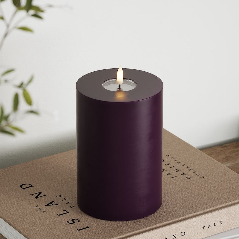 Deluxe Homeart Φωτιστικό μπλοκ LED Ø 10 x 15 cm Σκούρο μωβ