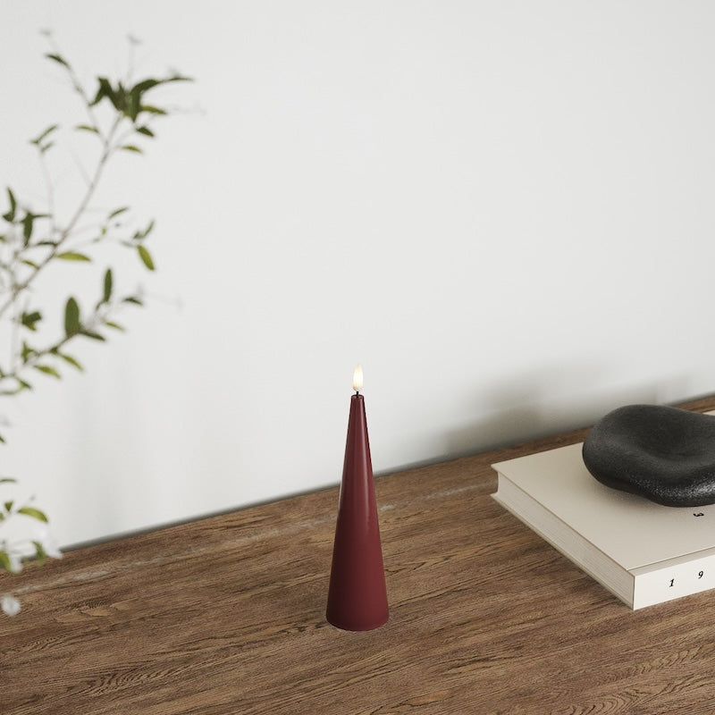 Deluxe Homeart Kjeglelys D 5 x H 20 cm Bordeaux