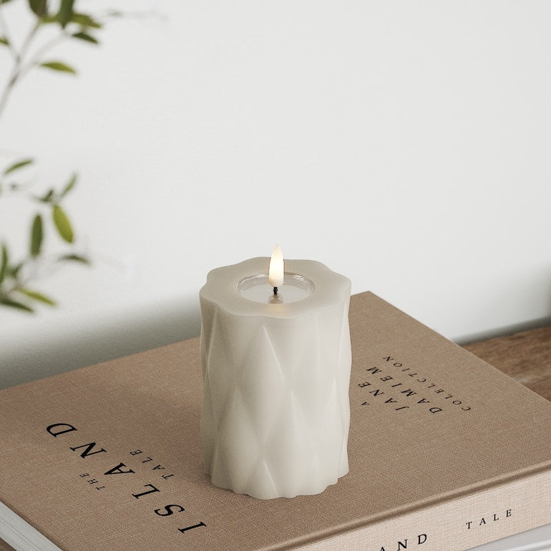 Deluxe Homeart Harlequin LED Blockljus Ø 7,5 x 10 cm Sand