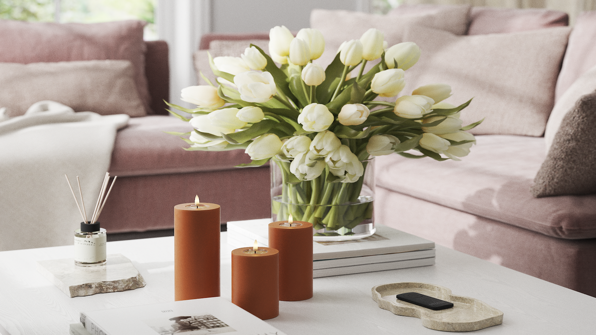 LED Blokker lys med naturtro LED flamme