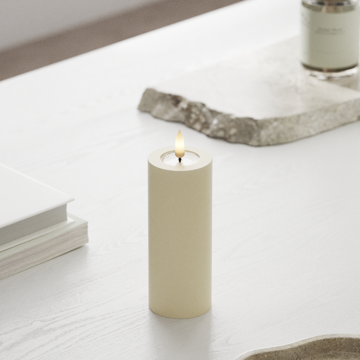 Deluxe Homeart LED blokové světlo Ø 5 x 12,5 cm Krémová LED blokové světlo 1