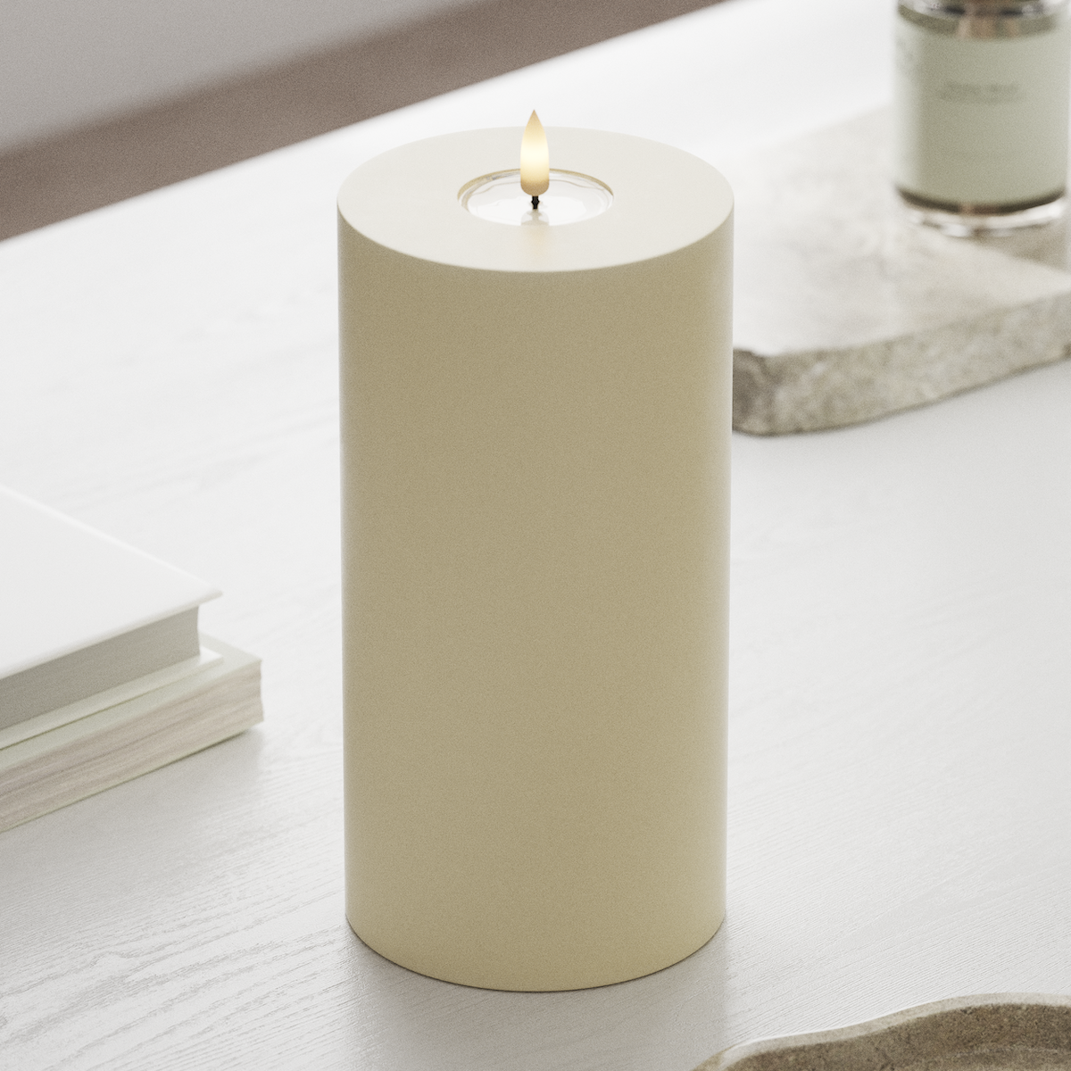 Deluxe Homeart LED blokové světlo Ø 10 x 20 cm Krémová LED blokové světlo 1